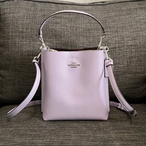 NWT COACH Purple Crossbody/Shoulder Bucket Bag in Silver/Mist Authentic CA177